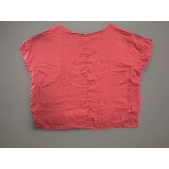 Match Point Boxy Crop Linen Top Coral Minimalist Quiet Luxury Women’s Small - Picture 2 of 8